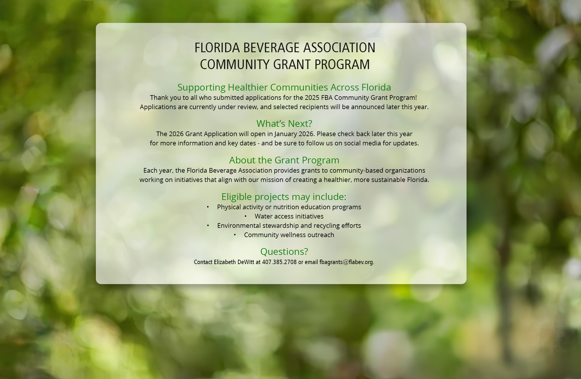 Community Grant Program placeholder